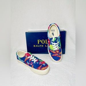 POLO Ralph Lauren Keaton Pony Floral Low Top Sneakers Shoes Men's Size 8.5- NEW